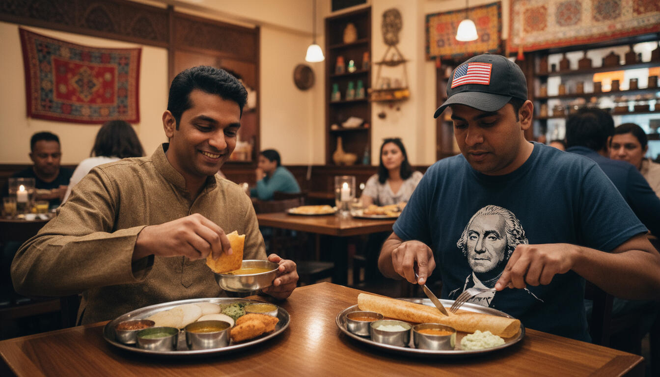 Two Indians Eating - Two Different Styles!