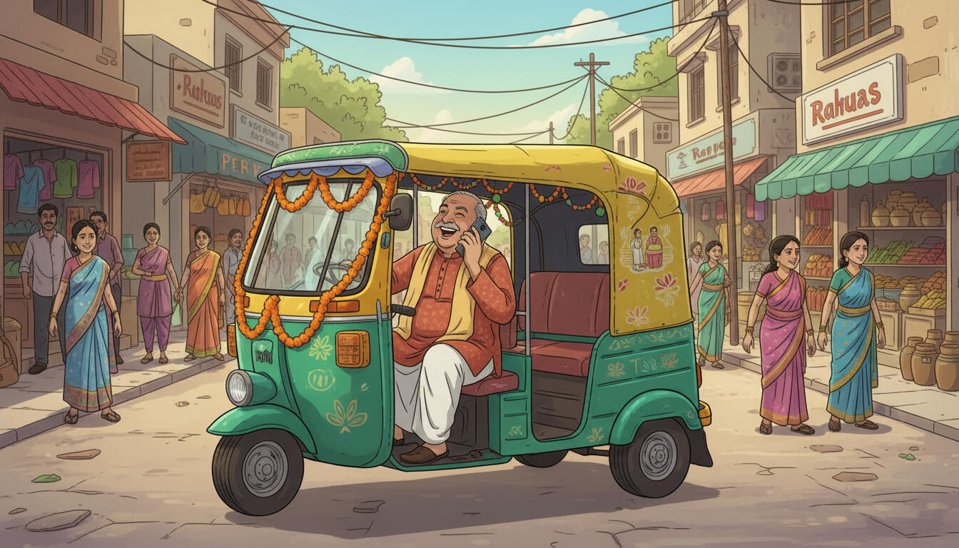 Indian Uncle On Autorickshaw